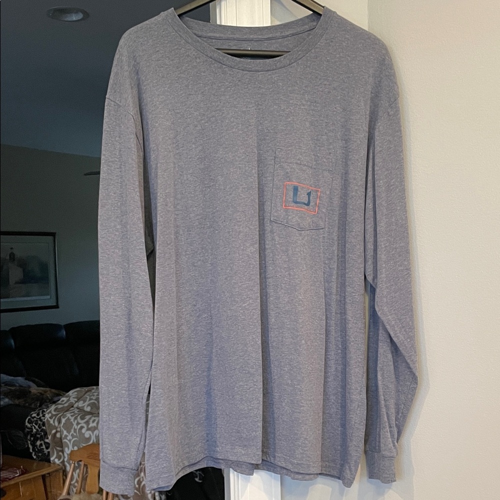 Huk Men's Heather Gray Long Sleeve Tee